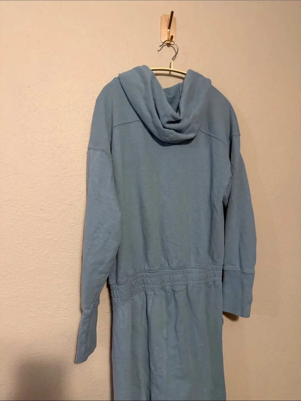 Free People Movement Training Day 100% Cotton‎ Teal Green Hooded Jumpsuit Medium
